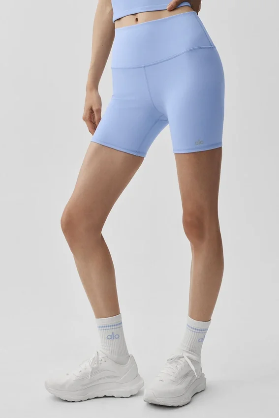 Short de cycliste High-Waist Airbrush 5" - Bleu Provence clair