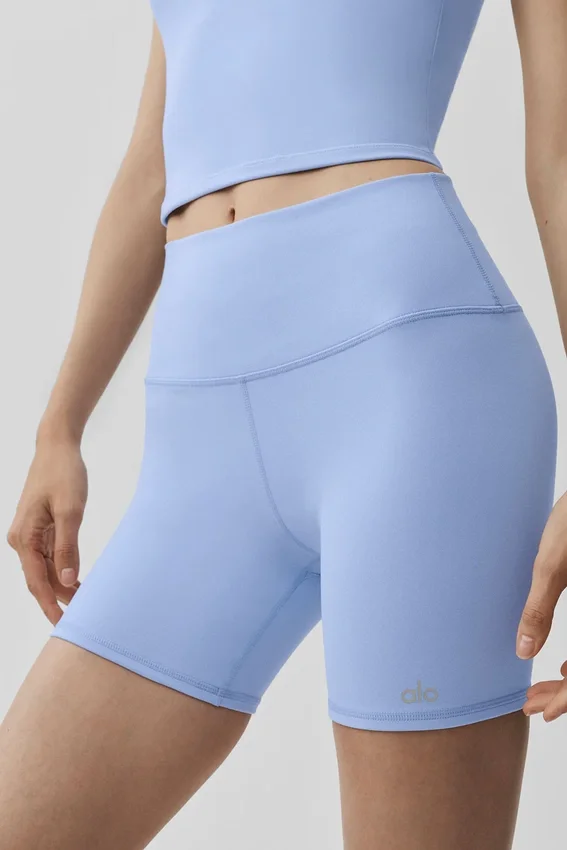 Short de cycliste High-Waist Airbrush 5" - Bleu Provence clair