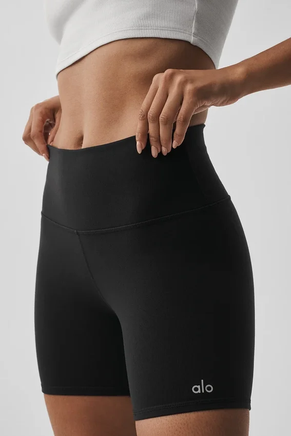 Short de cycliste High-Waist Airbrush 5" - Noir