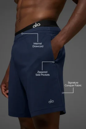 Short de performance Conquer React 7″ – Bleu marine