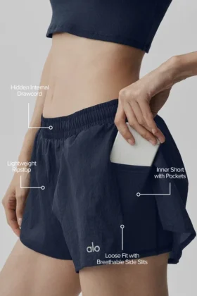 Short Go Time à taille mi-haute – Bleu marine