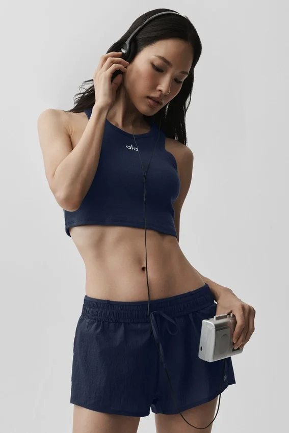 Short Go Time à taille mi-haute - Bleu marine