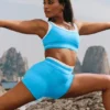Short High-Waist Airbrush « Better Together » - Bleu azur/Blanc