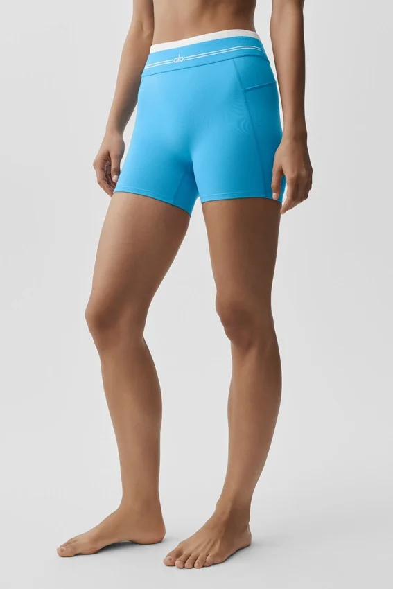 Short High-Waist Airbrush « Better Together » - Bleu azur/Blanc