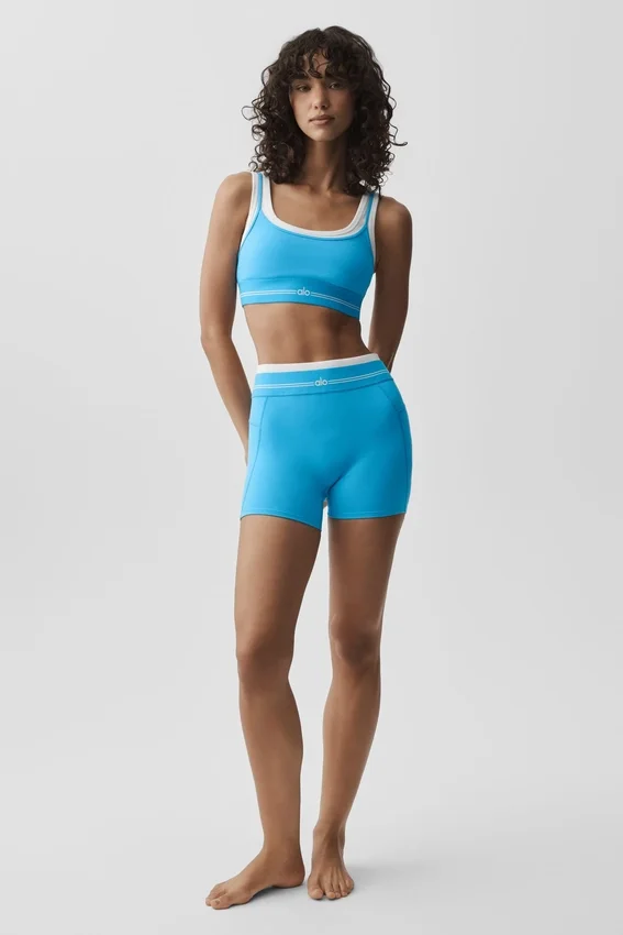 Short High-Waist Airbrush « Better Together » - Bleu azur/Blanc