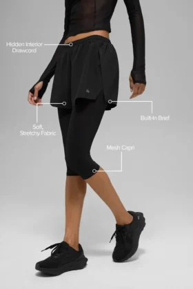 Shorts 2 en 1 Front Runner en maille – Noir