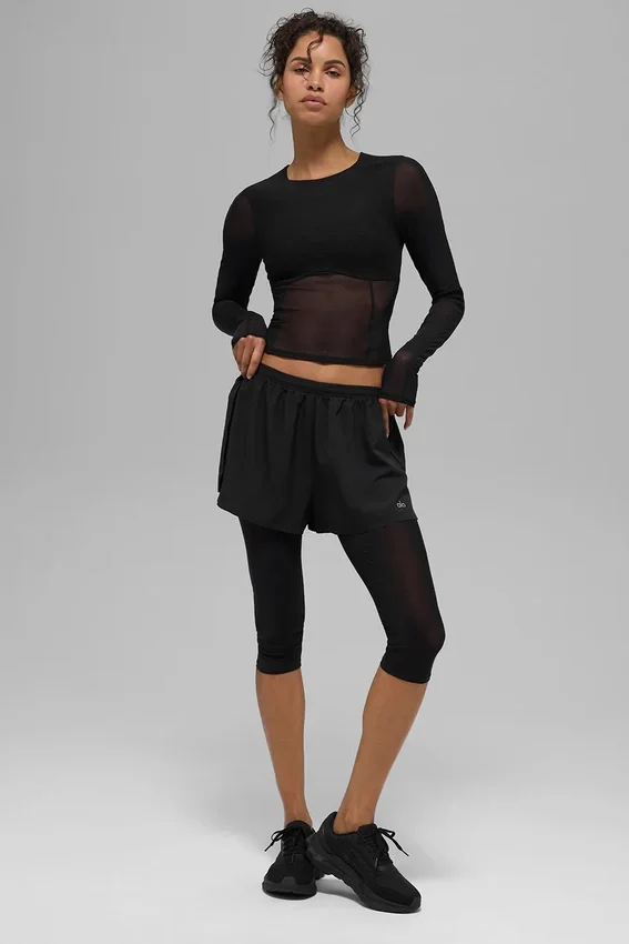 Shorts 2 en 1 Front Runner en maille – Noir