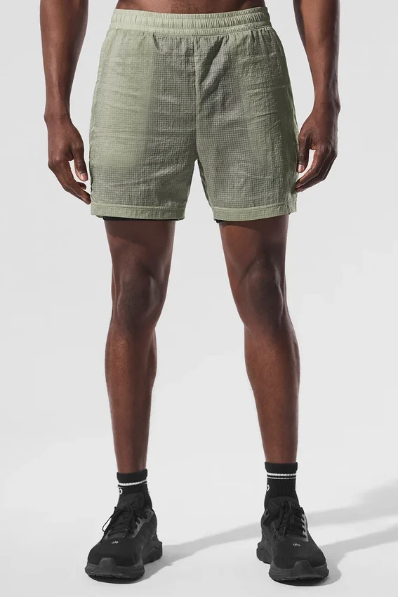 Shorts 2-en-1 « Game Time » en ripstop 5" – Limestone/Noir