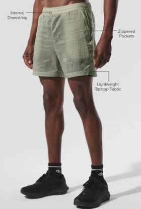 Shorts 2-en-1 « Game Time » en ripstop 5″ – Limestone/Noir