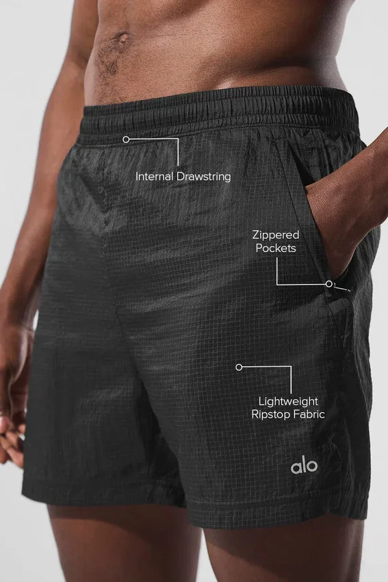 Shorts 2-en-1 « Game Time » en ripstop 5" - Noir/Noir