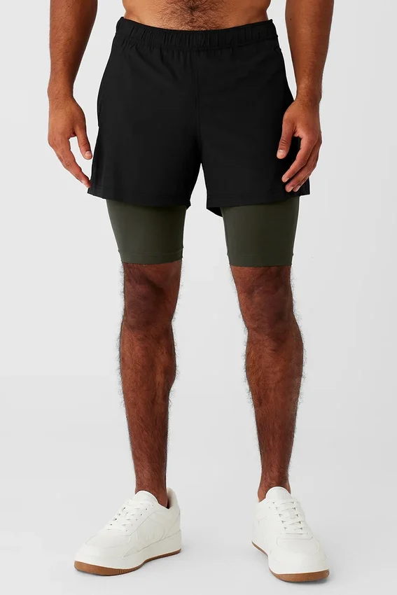Shorts 2-en-1 Revival 5" - Noir/Vert furtif