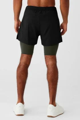 Shorts 2-en-1 Revival 5″ – Noir/Vert furtif