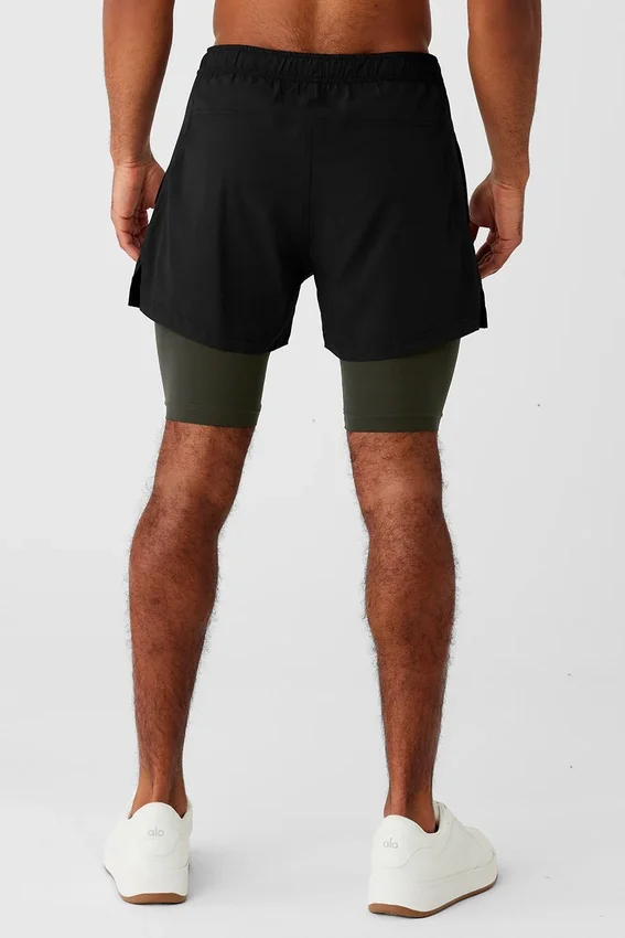 Shorts 2-en-1 Revival 5" - Noir/Vert furtif