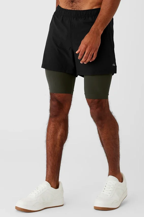 Shorts 2-en-1 Revival 5" - Noir/Vert furtif