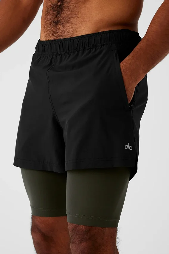 Shorts 2-en-1 Revival 5" - Noir/Vert furtif