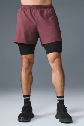 Shorts 2-en-1 Revival 5" - Truffe bordeaux/Noir