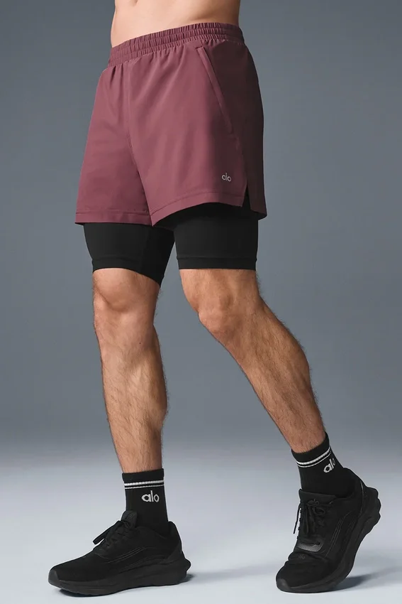 Shorts 2-en-1 Revival 5" - Truffe bordeaux/Noir