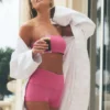 Shorts Alo Softsculpt taille basse à revers de 3" – Rose paradisiaque