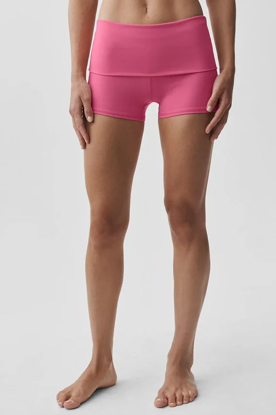 Shorts Alo Softsculpt taille basse à revers de 3" – Rose paradisiaque