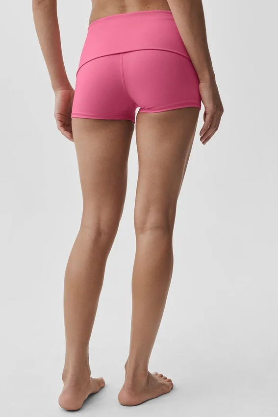 Shorts Alo Softsculpt taille basse à revers de 3" – Rose paradisiaque