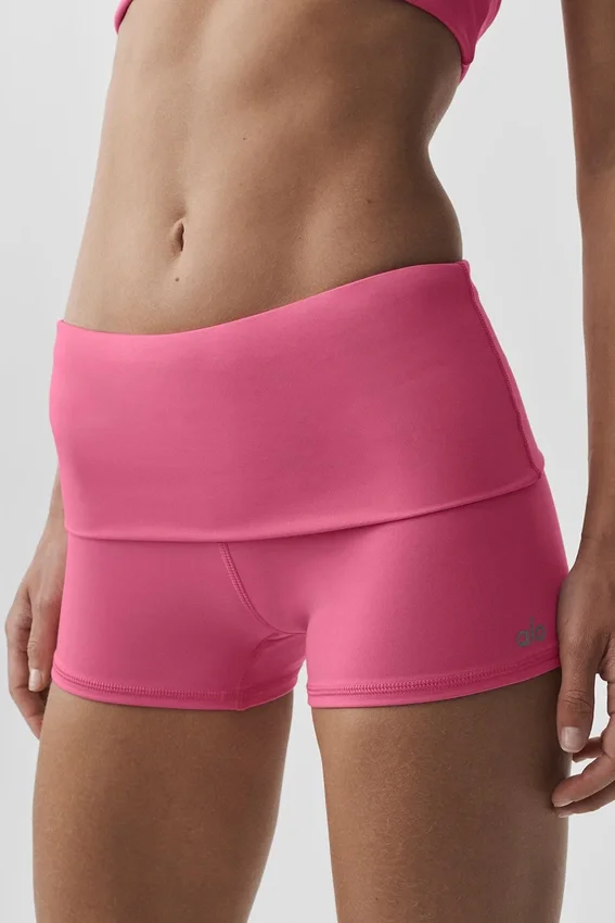 Shorts Alo Softsculpt taille basse à revers de 3" – Rose paradisiaque