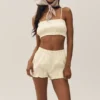 Shorts bouffants Riviera en mélange de lin - Beige sable