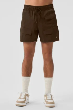 Shorts cargo « Excursion » en nylon froissé 7" - Espresso