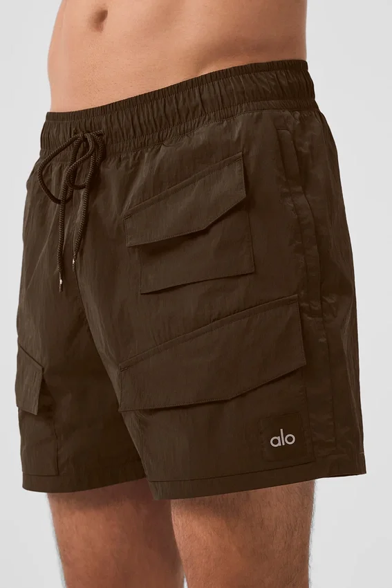 Shorts cargo « Excursion » en nylon froissé 7" - Espresso