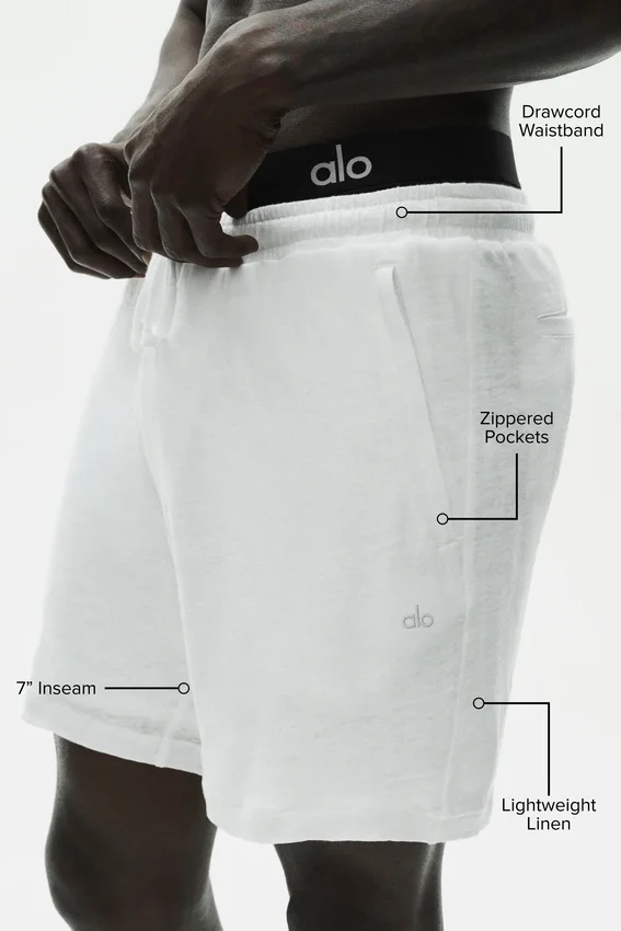 Shorts Coastal en jersey de lin 7" - Blanc