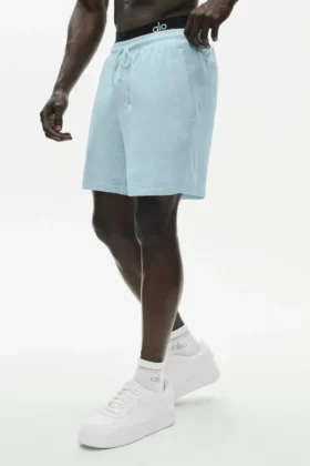 Shorts Coastal en jersey de lin 7" - Bleu bord de mer