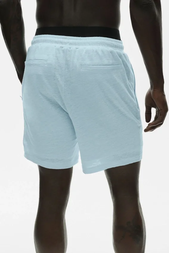 Shorts Coastal en jersey de lin 7" - Bleu bord de mer