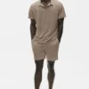 Polo à manches courtes en jersey de lin « Coastal » - Gravel