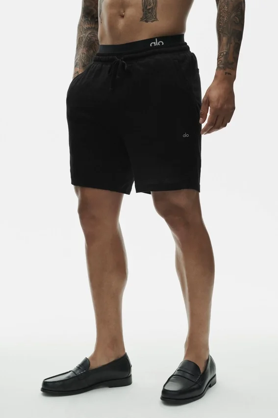 Shorts « Coastal » en jersey de lin 7" - Noir