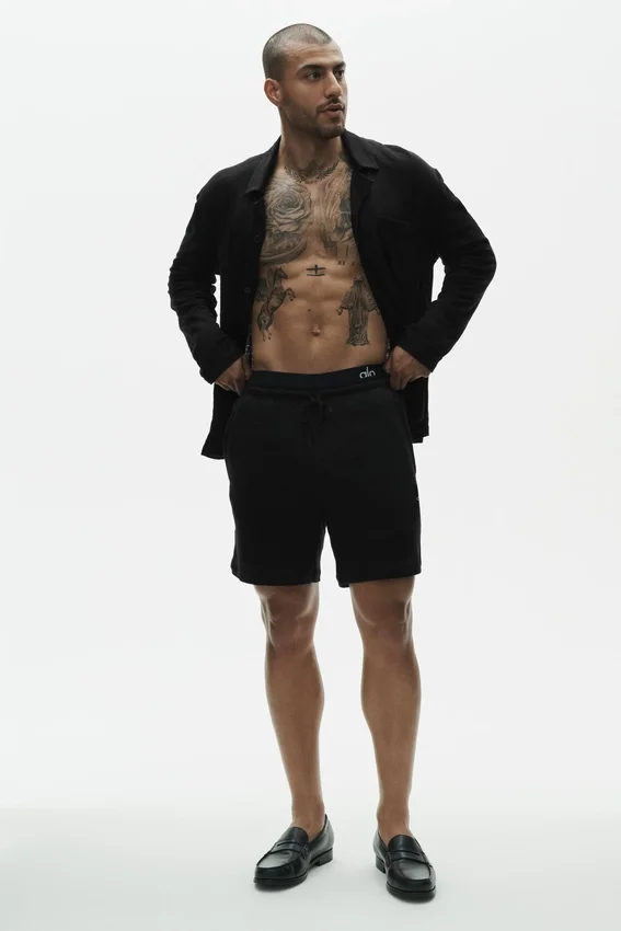 Haut à manches longues boutonné en jersey de lin « Coastal » - Noir