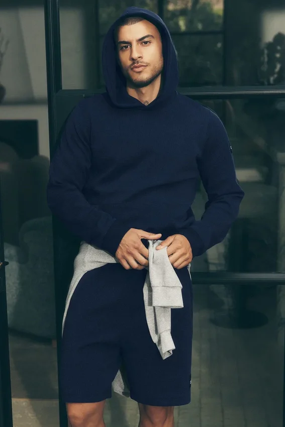 Shorts de détente en maille gaufrée 7" - Bleu marine