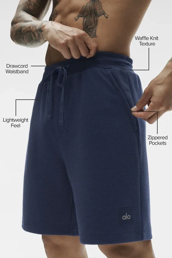 Shorts de détente en maille gaufrée 7" - Bleu marine