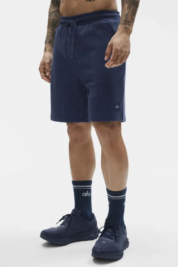 Shorts de détente en maille gaufrée 7" - Bleu marine