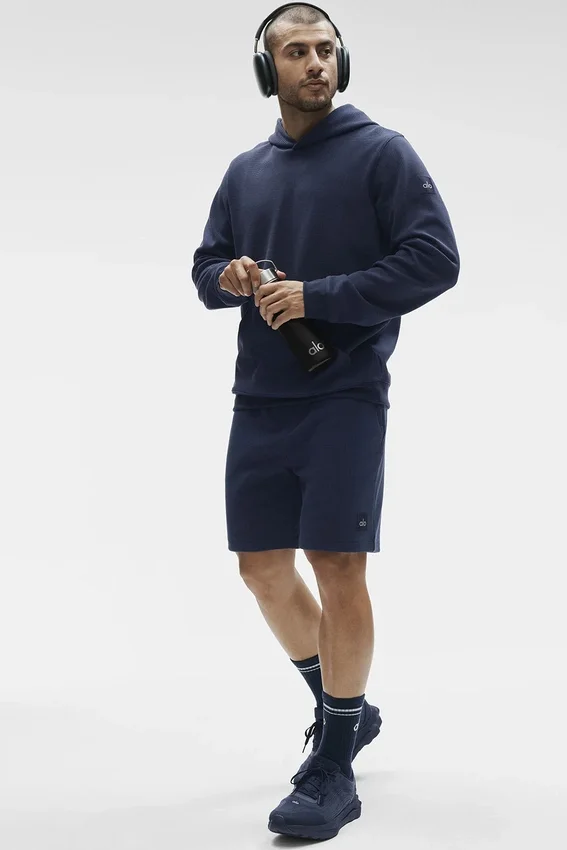 Shorts de détente en maille gaufrée 7" - Bleu marine