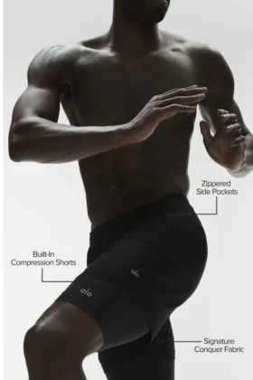 Shorts de performance 2-en-1 Conquer React – Noir/Noir