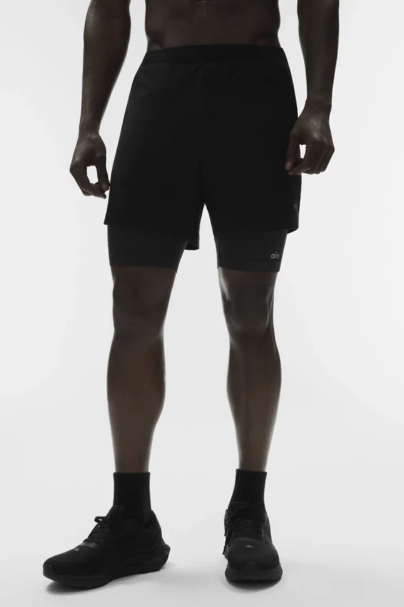 Shorts de performance 2-en-1 Conquer React - Noir/Noir