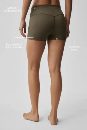 Shorts de précision Alo Softsculpt High-Waist 3″ – Olive Tree