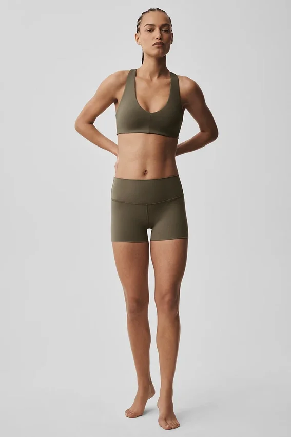 Shorts de précision Alo Softsculpt High-Waist 3" - Olive Tree