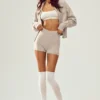 Shorts « Embrace » en cachemire High-Waist – Oat Heather