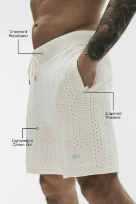 Shorts en maille Coastline 7″ – Ivoire