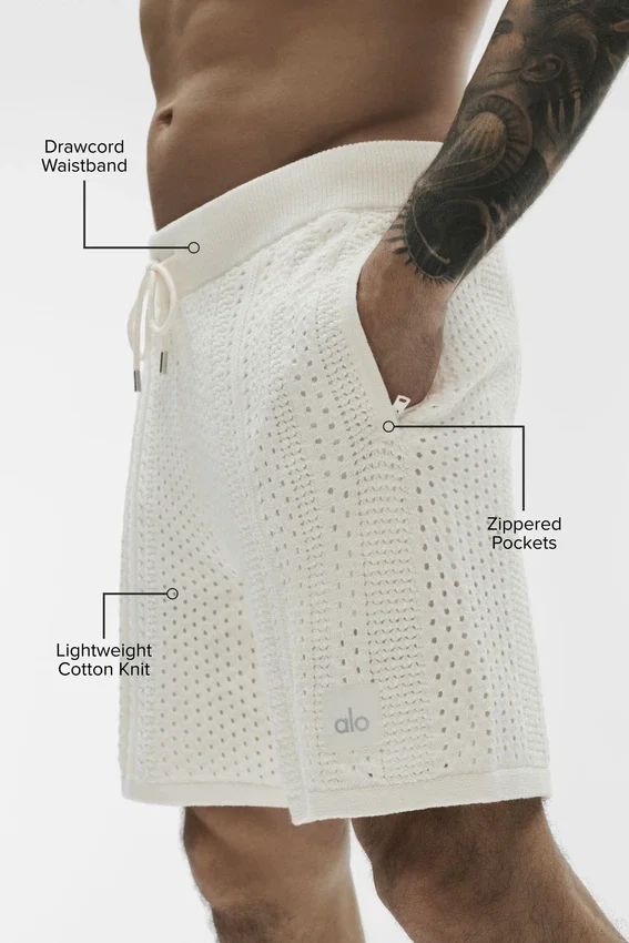 Shorts en maille Coastline 7" - Ivoire