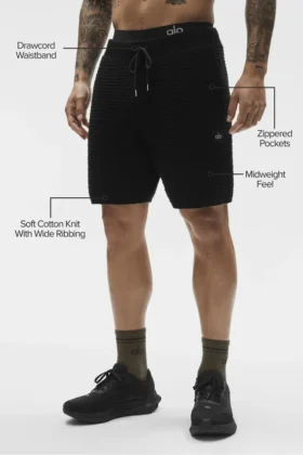Shorts en maille droite 5″ – Noir