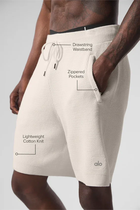 Shorts en maille « Sports Club » de 7" – Ivoire
