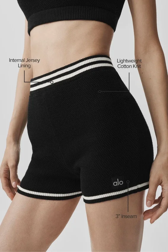 Shorts en maille « Tennis Club Pull » – Noir/Ivoire