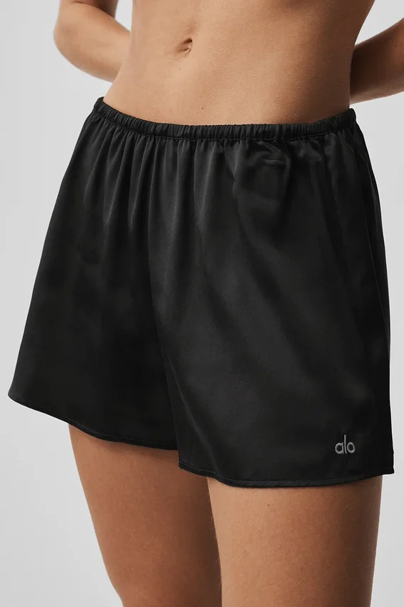 Shorts en soie lumineuse - Noir