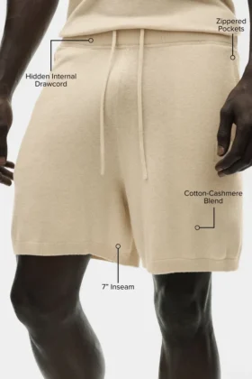 Shorts « Ever Soft » en coton et cachemire de 7″ – Beige sable